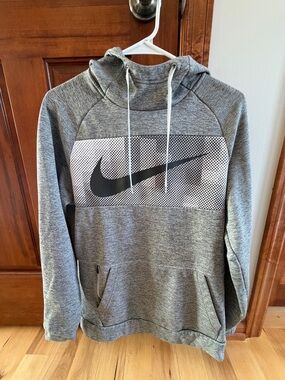 Nike Grey Hooded Pullover with Black Swoosh